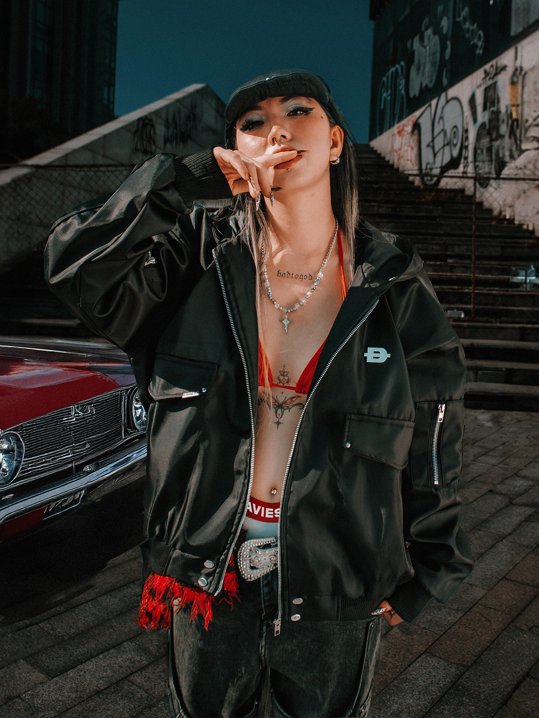 DSW Double Box Hooded Bomber Jacket