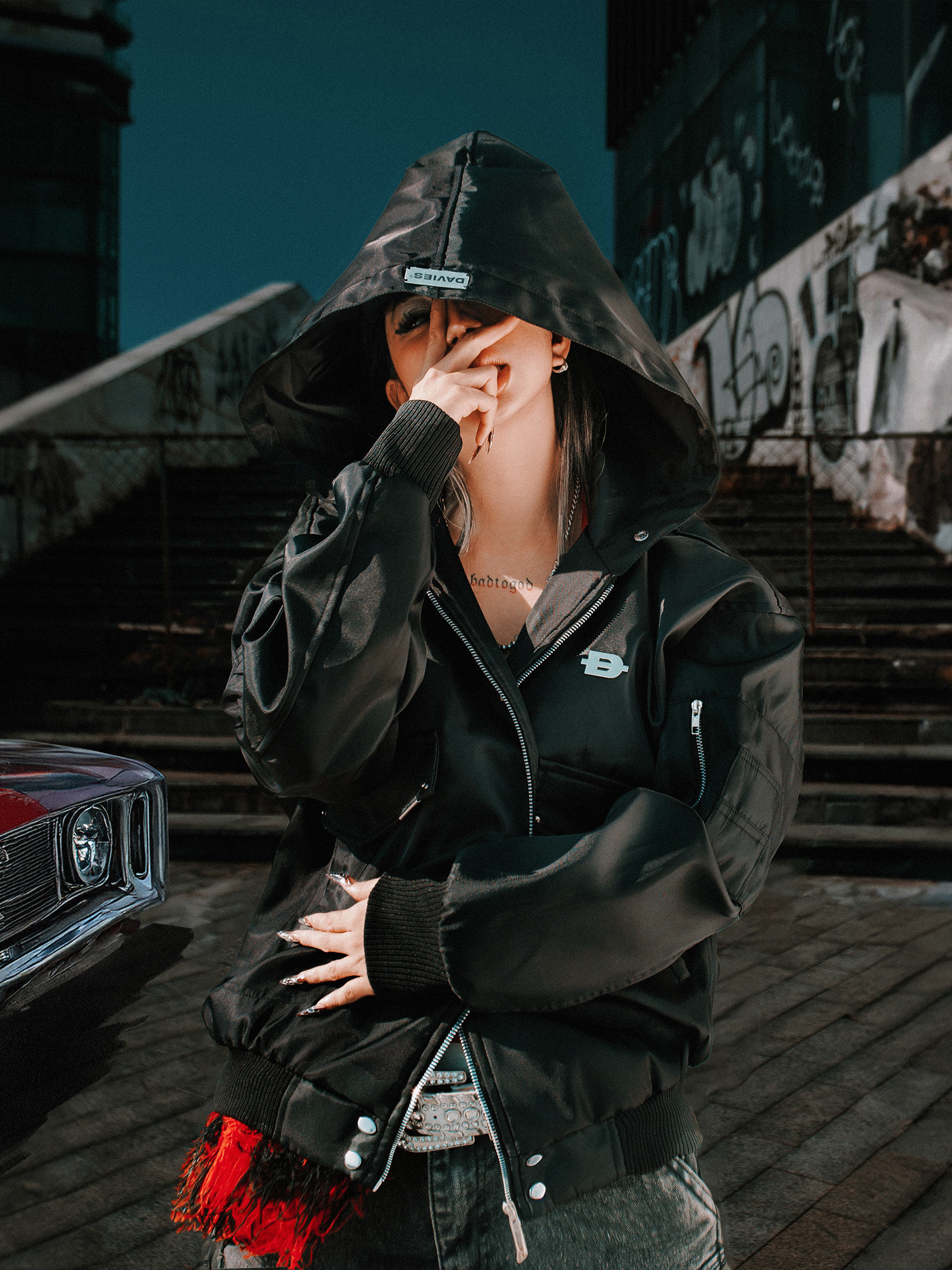 DSW Double Box Hooded Bomber Jacket