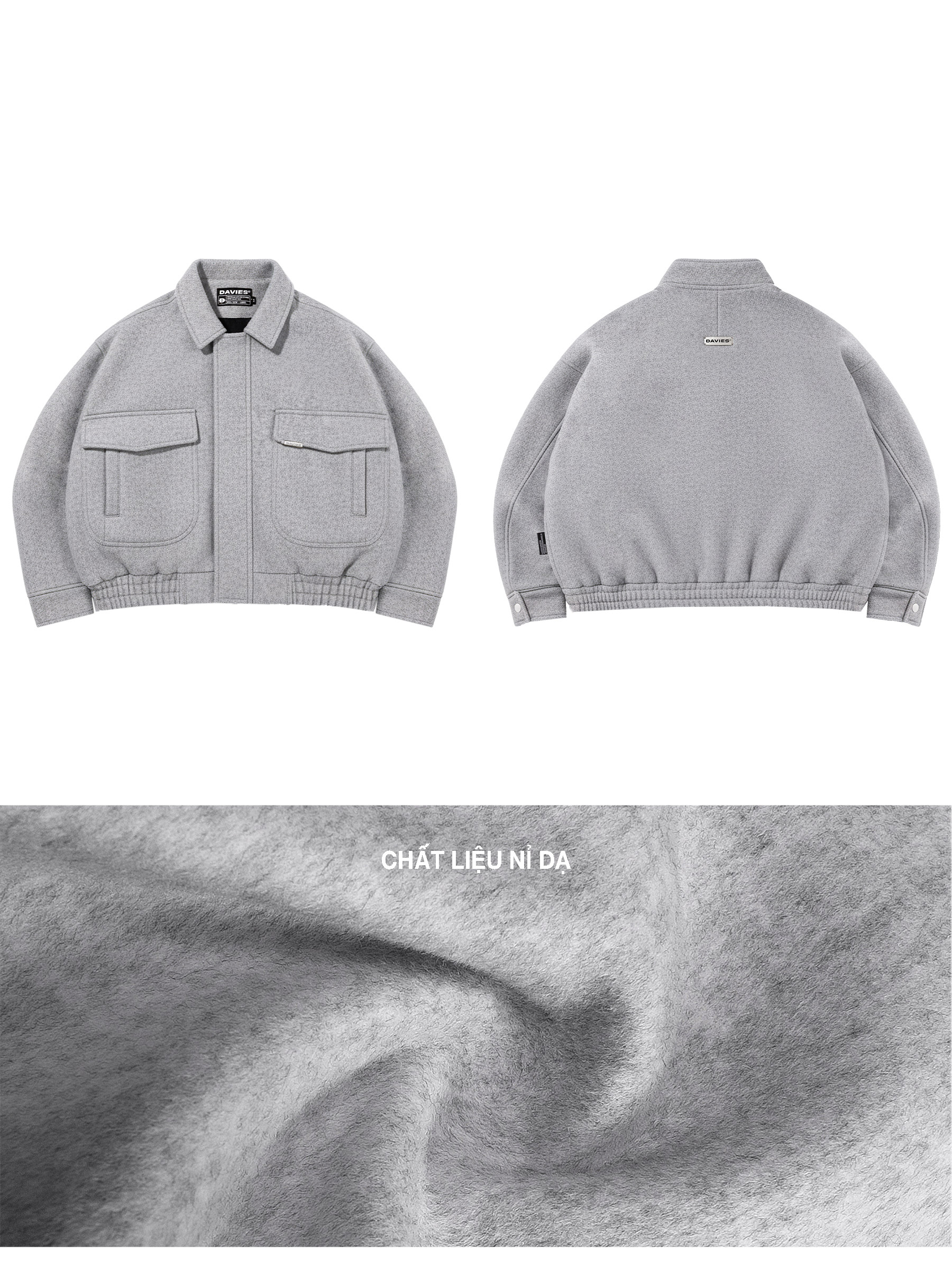 DSW Crop Bomber Jacket Classy - Dạ xám đen