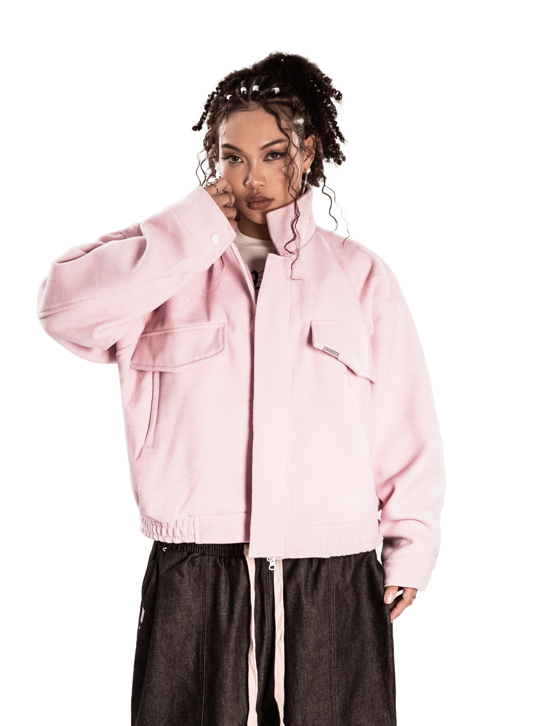 DSW Crop Bomber Jacket Classy - Dạ Hồng
