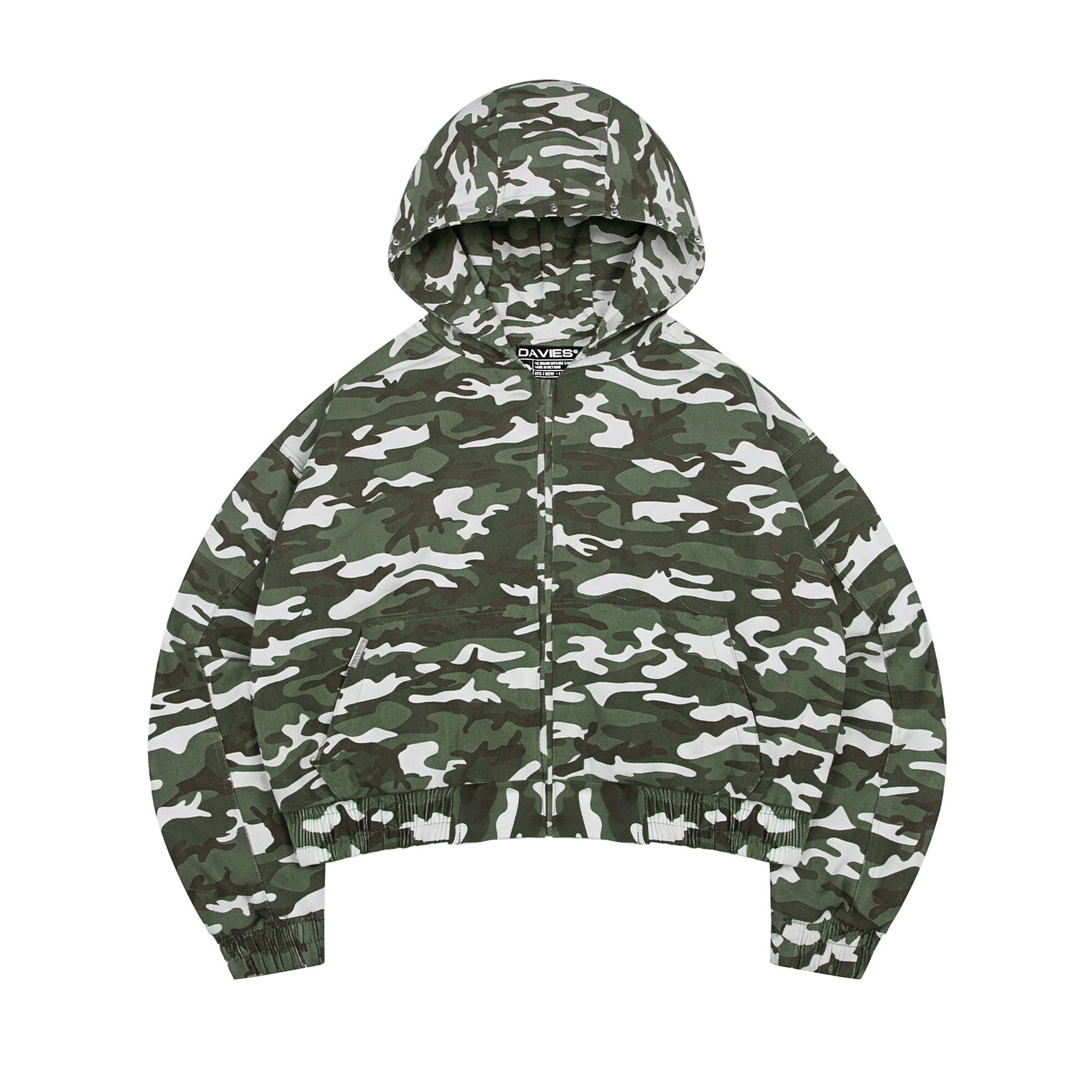 Áo khoác kaki DAVIES hoạ tiết camo xanh Obscure Cloak Hooded Jacket