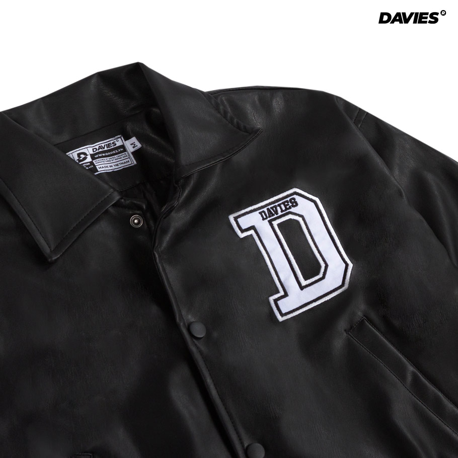 DSS Cropped Leather Varsity Jacket