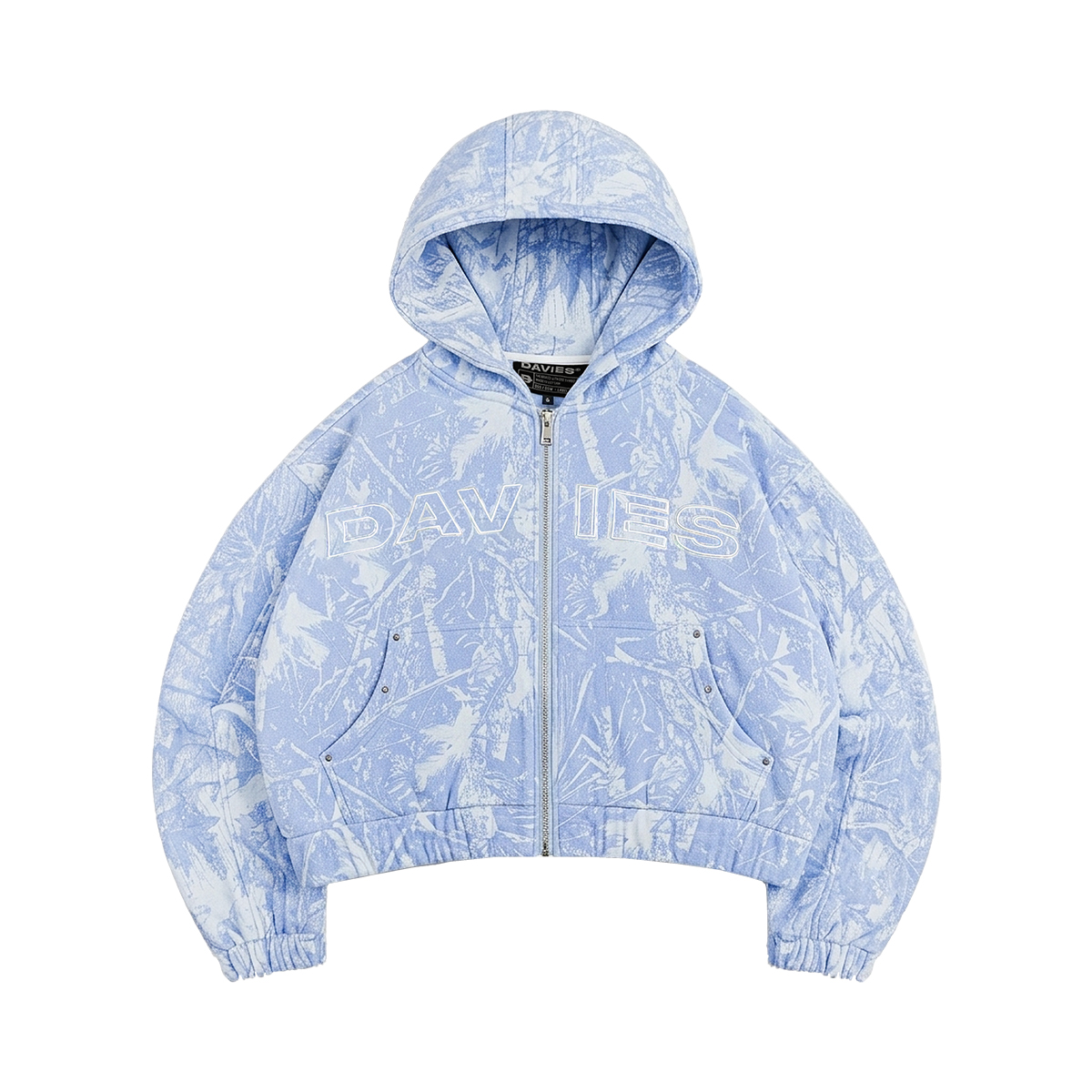 Áo khoác nỉ bông DAVIES hoạ tiết lá rừng xanhdương Commando Hoodie Zip