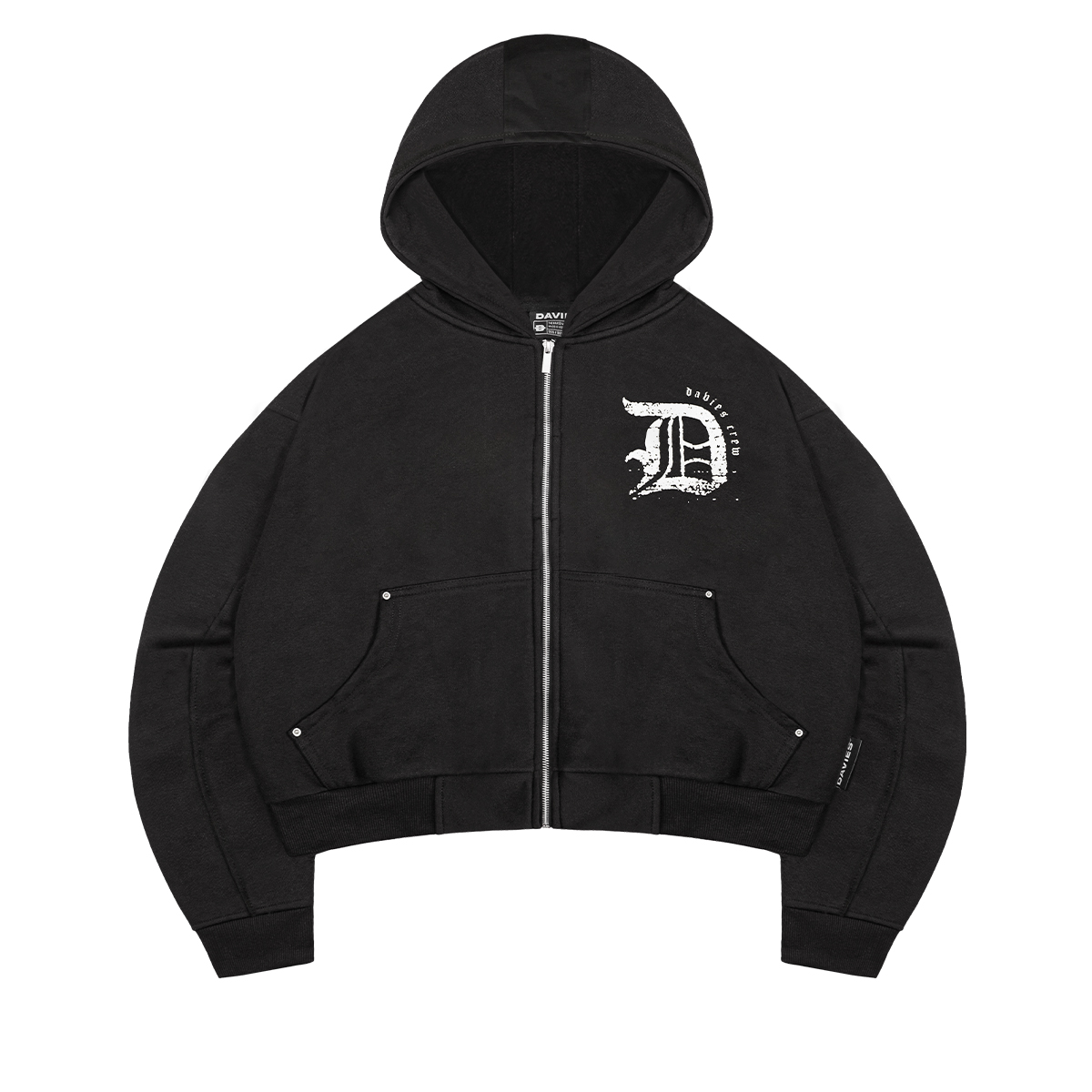 Áo khoác hoodie zip nam nữ mũ to DAVIES hoạ tiết hình in lụa 2 mặt viền tay đính nút kim loại bo chun Medievel