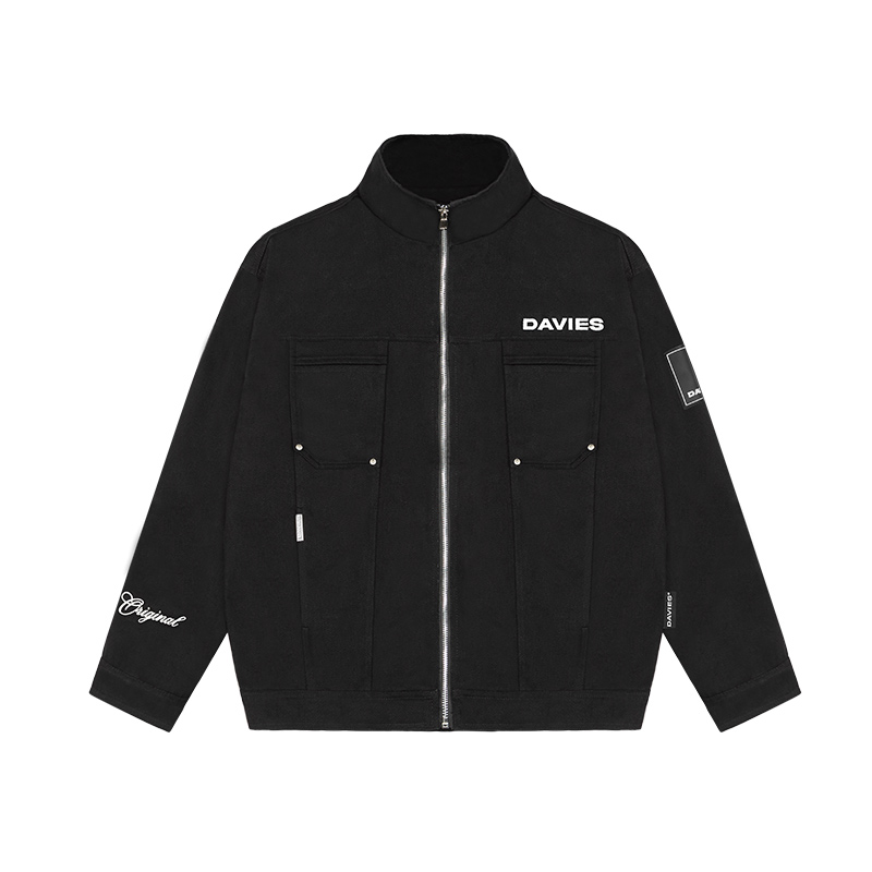 Áo khoác kaki local brand màu đen form rộng Davies
