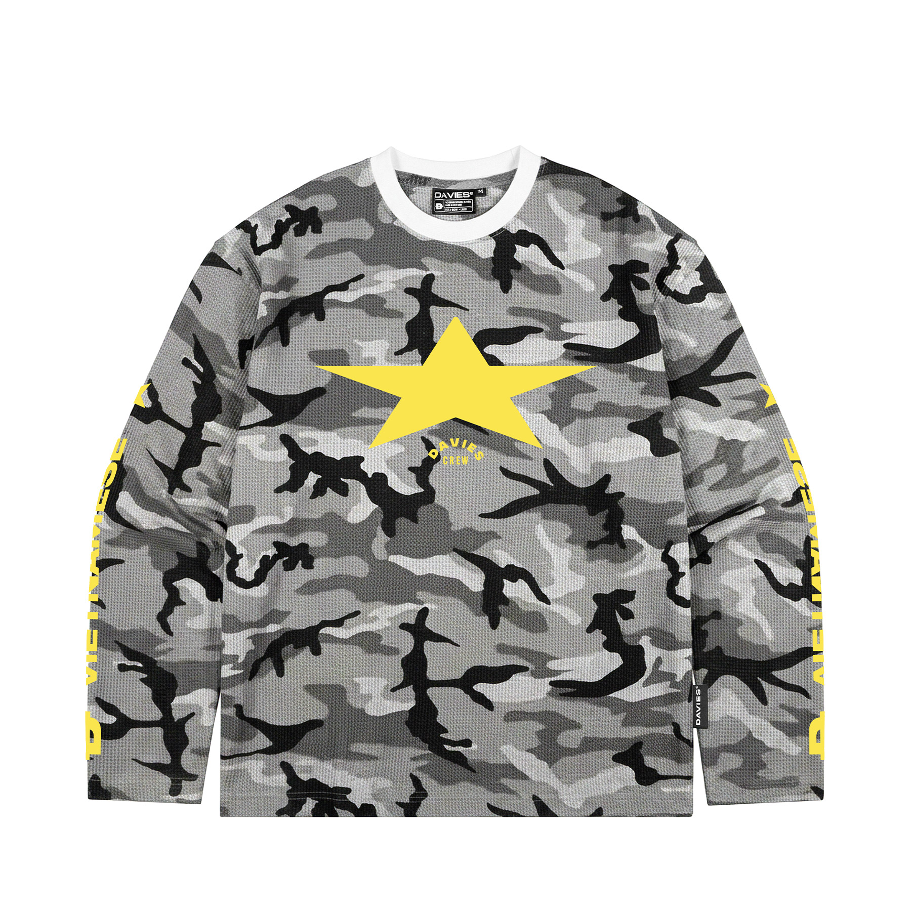 Áo phông dài tay hiphop DAVIES màu xám D Waffle Camo Long Sleeve Tee