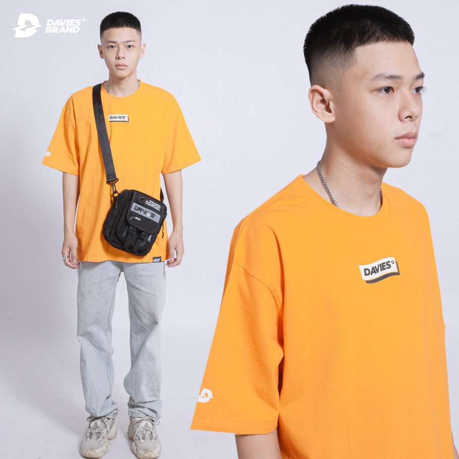 Áo phông nam đẹp màu cam Box logo local brand Davies DAVIES BRAND ®