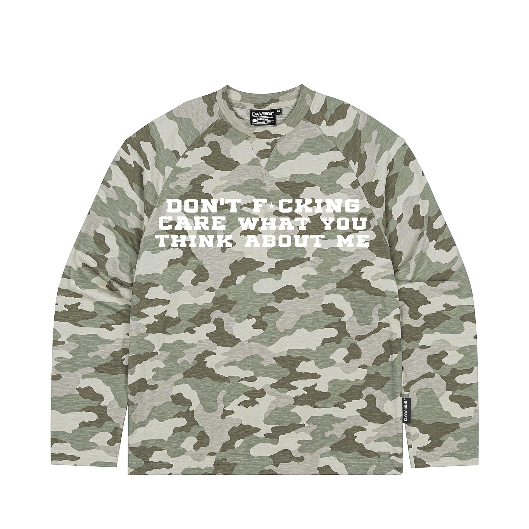 Áo phông tay dài hiphop DAVIES hoạ tiết camo Textured Slub Tee