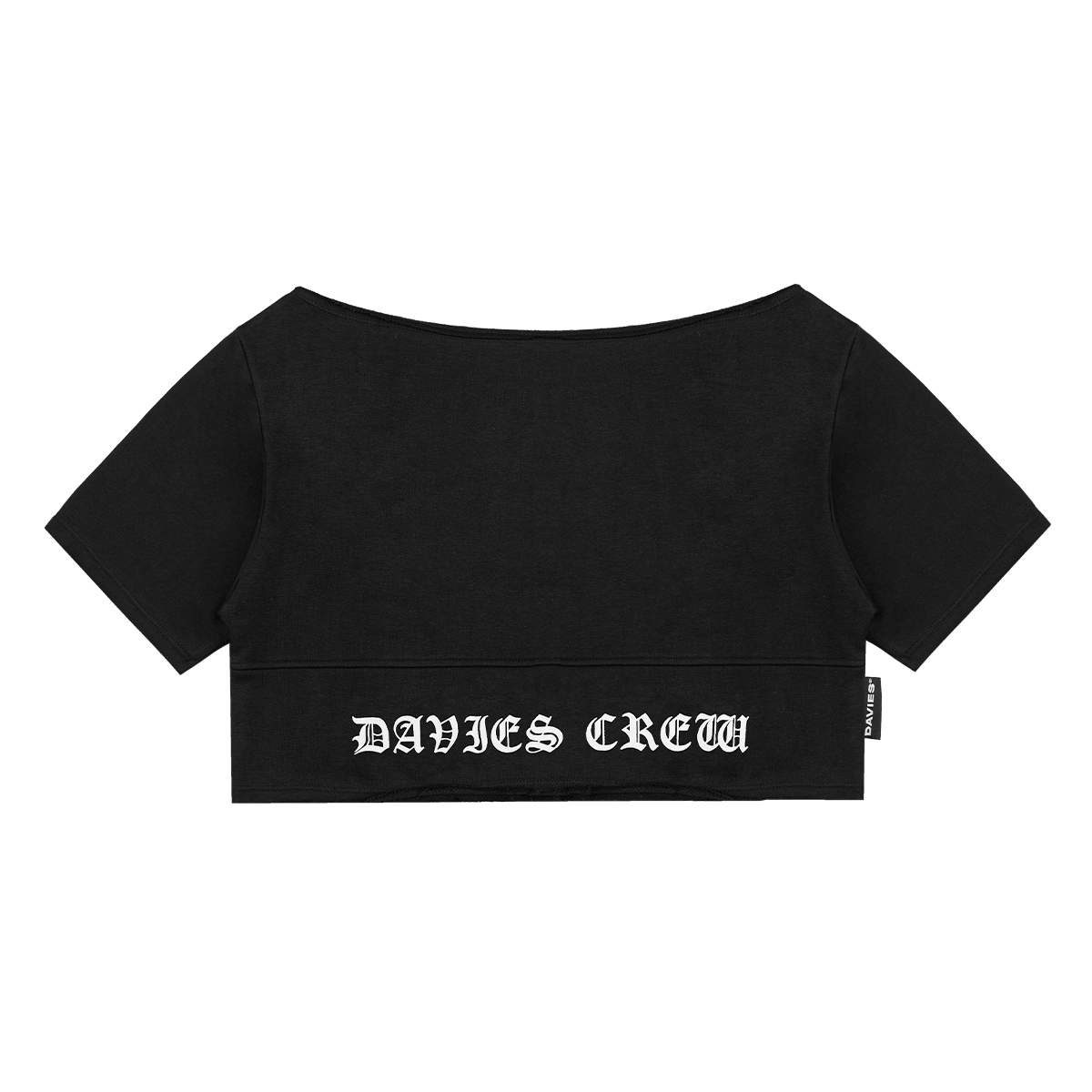 Áo Croptop đen form cổ ngang rộng DAVIES