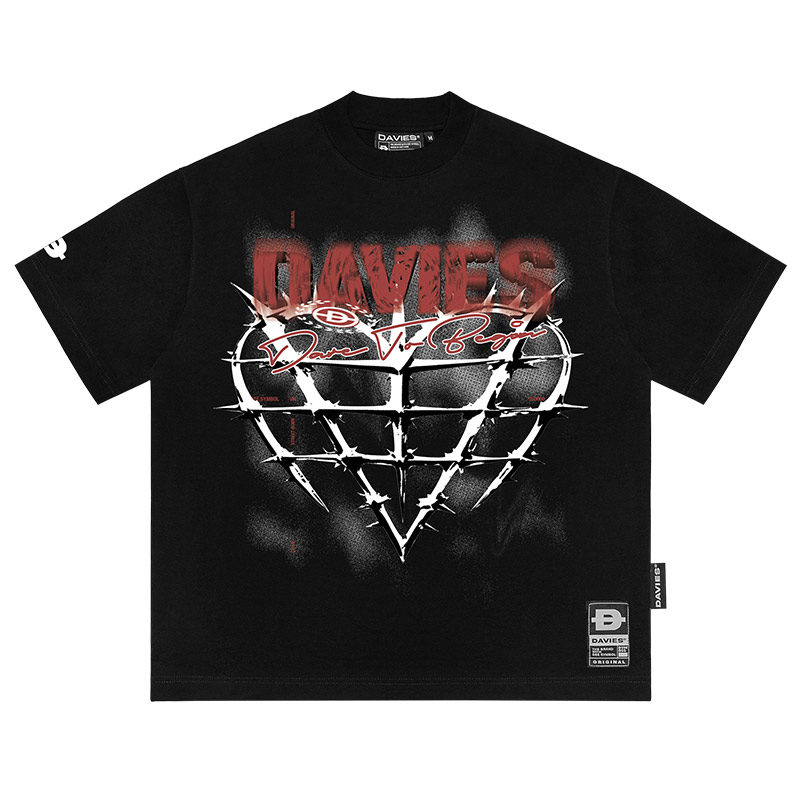 Áo thun hoạ tiết nam nữ màu đen form rộng local brand Davies