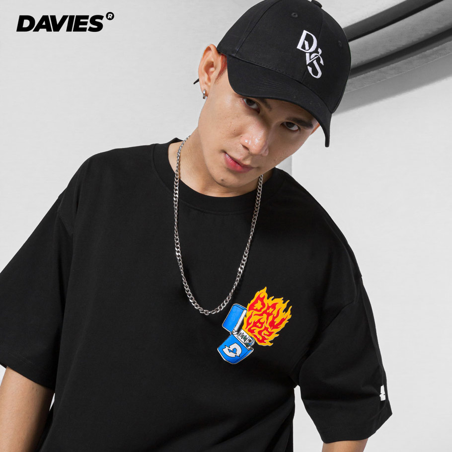 áo thun nam form rộng tay lỡ màu đen