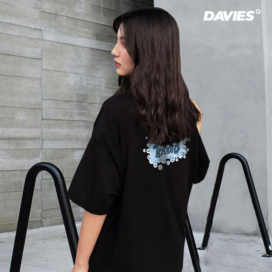 Áo thun nữ form rộng tay lỡ Davies Black Cute Paint. DAVIES BRAND ®