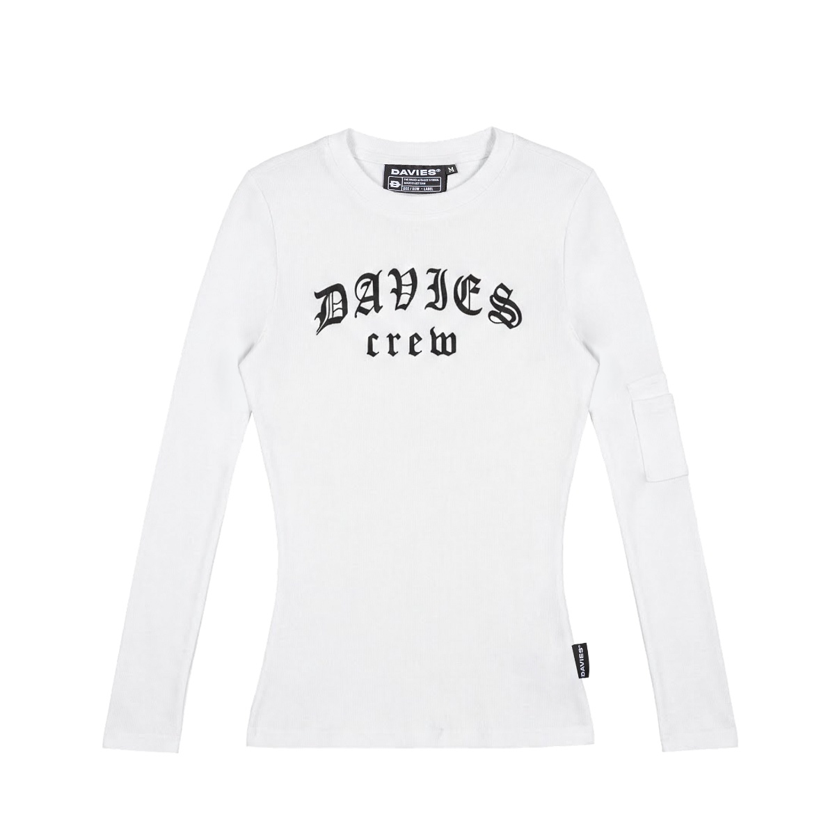Áo thun nữ ôm body dài tay DAVIES hình in  chất thun rip lụa mịn màu trắng