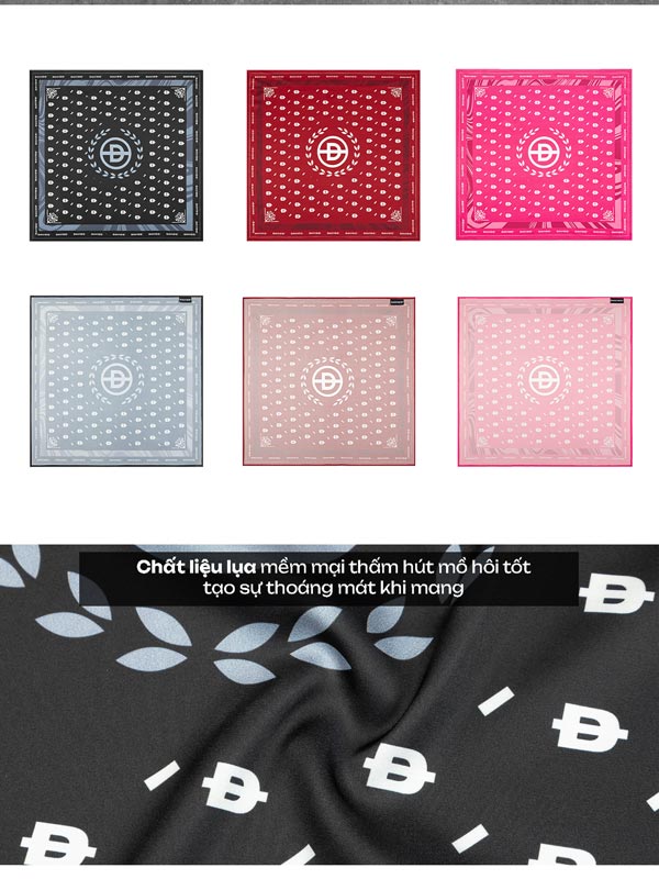 Khăn bandana nam nữ in hoạ tiết vải lụa nhiều màu Davies