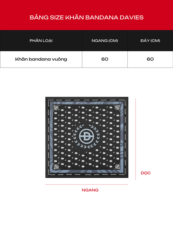 Khăn bandana nam nữ in hoạ tiết vải lụa nhiều màu Davies