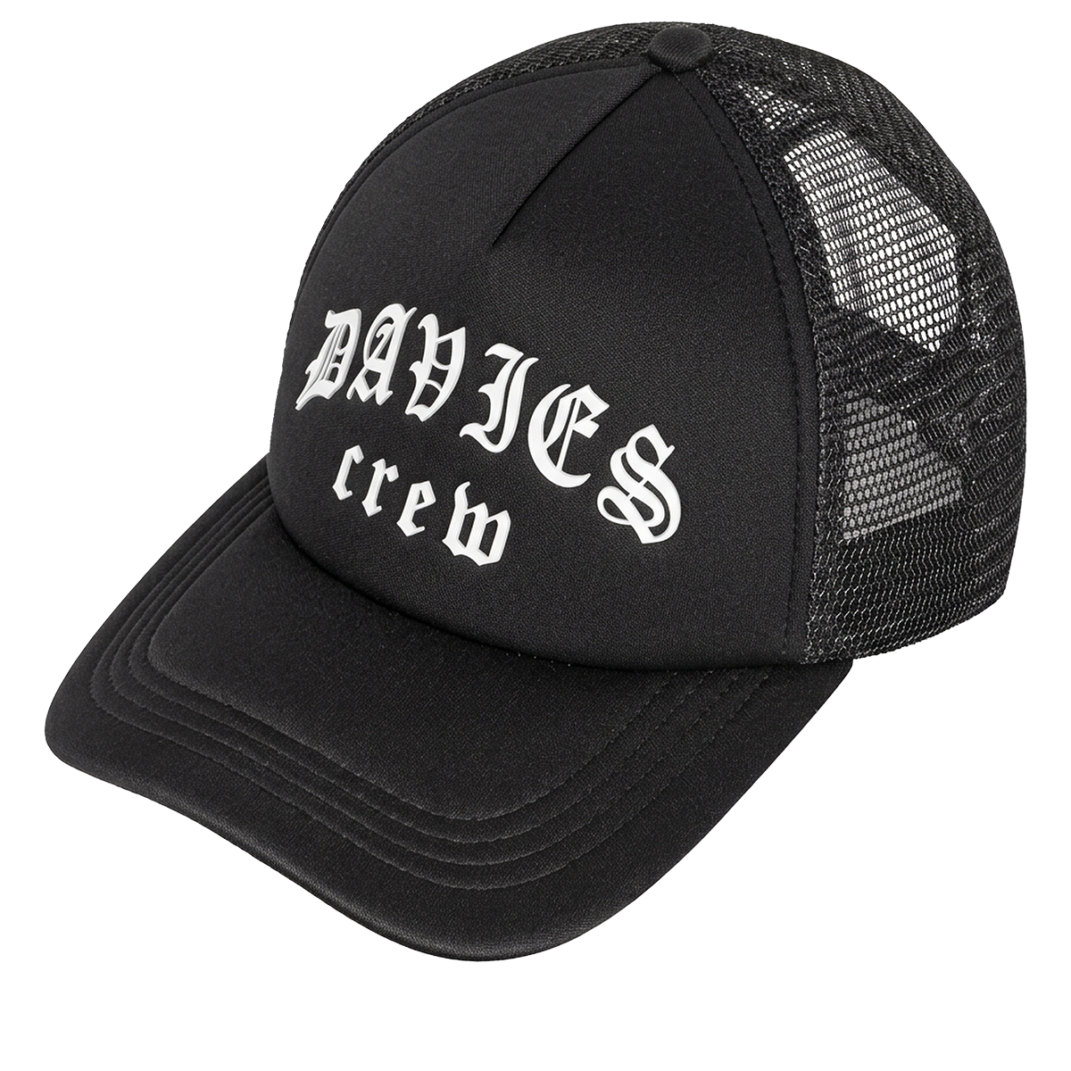 Mũ lưỡi trai nam nữ phối lưới DAVIES màu đen in chữ Engra Trucker Hat