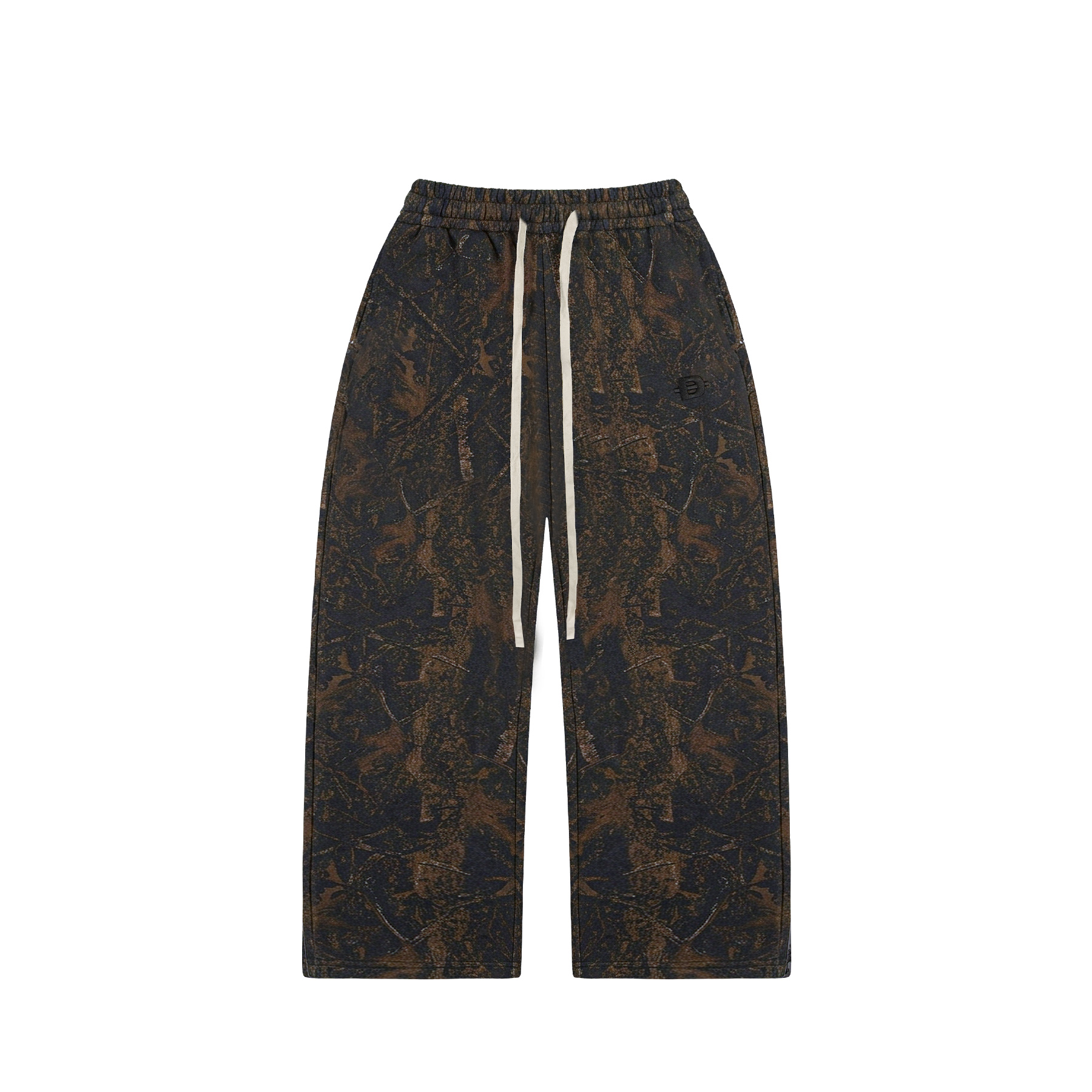 Quần nỉ ống rộng DAVIES hoạ tiết lá rừng màu đen Commando Sweatpants