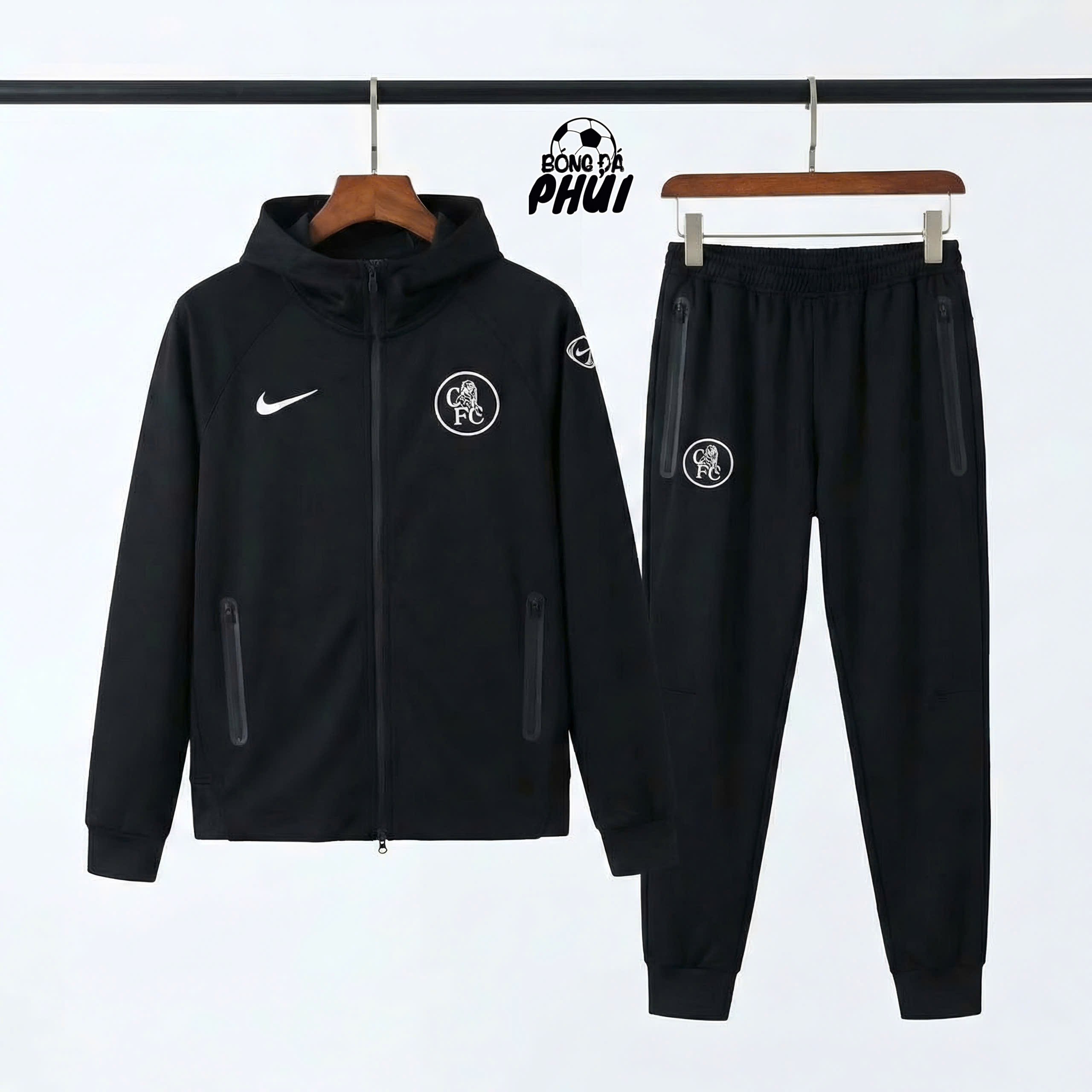 BỘ KHOÁC MŨ CHELSEA ĐEN 2025