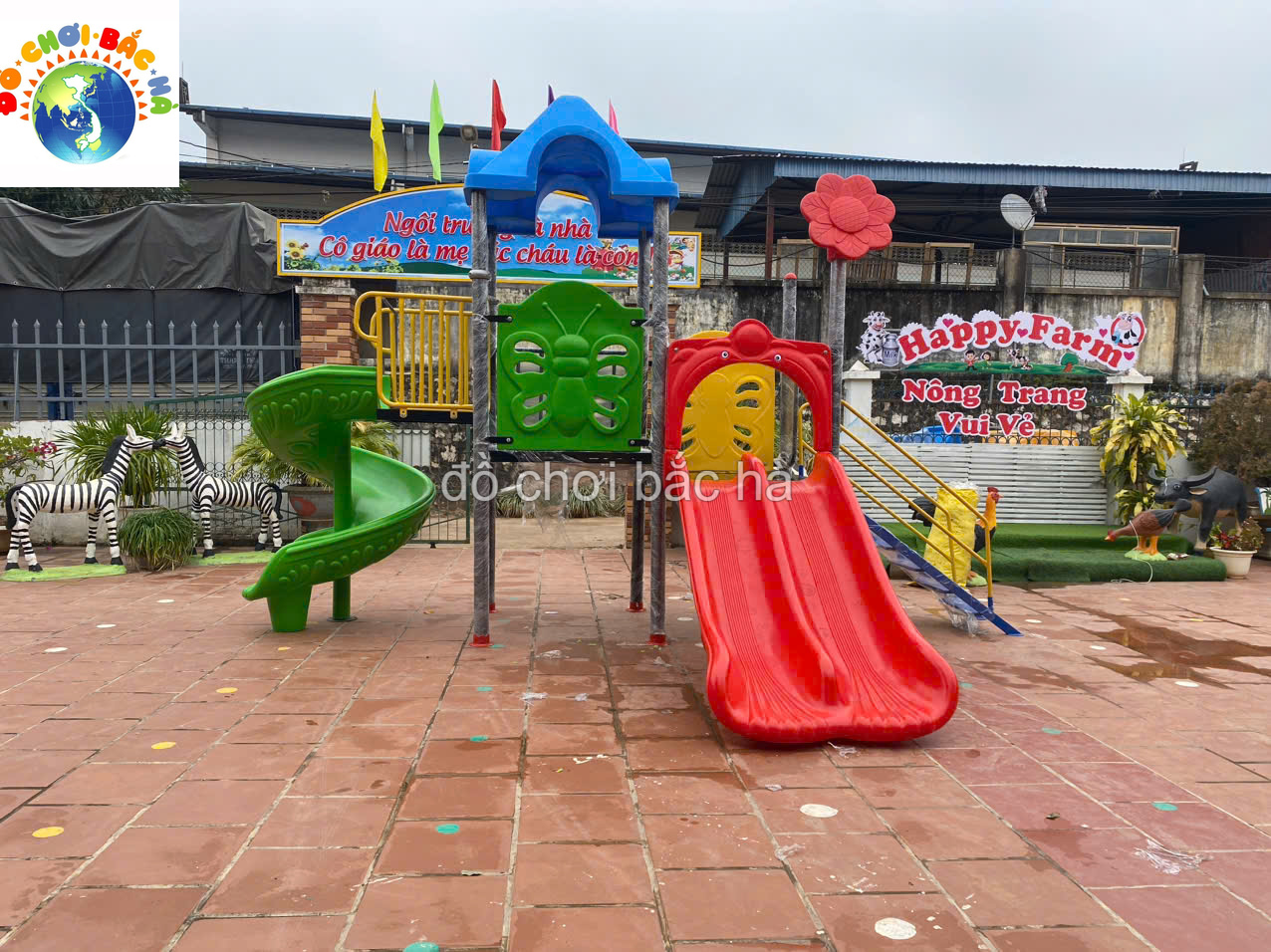Đồ Chơi Bắc Hà Hoàn Thành Lắp Đặt Sân Chơi Trong Nhà và Ngoài Trời Tại Trường Mầm Non Phong Lan, Chiềng Sơn, Mộc Châu, Sơn La