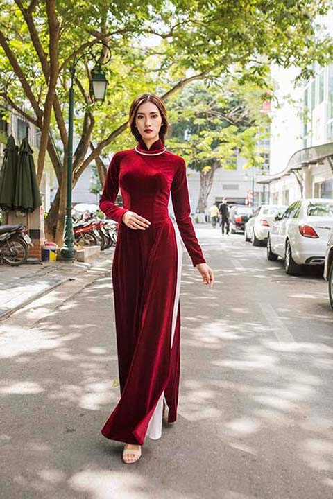 may áo dài nhung đẹp ở Hà Nội