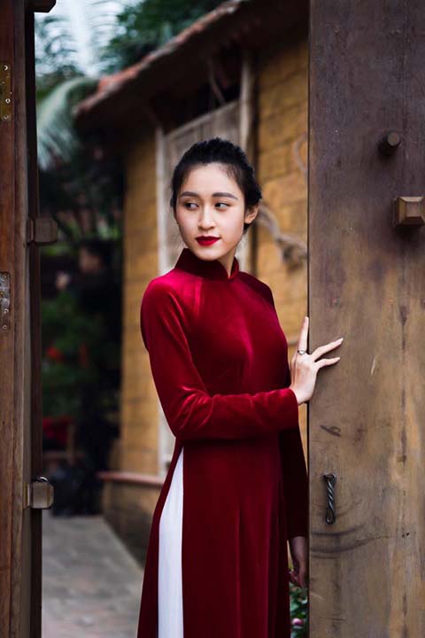 bán áo dài nhung đẹp ở Hà Nội