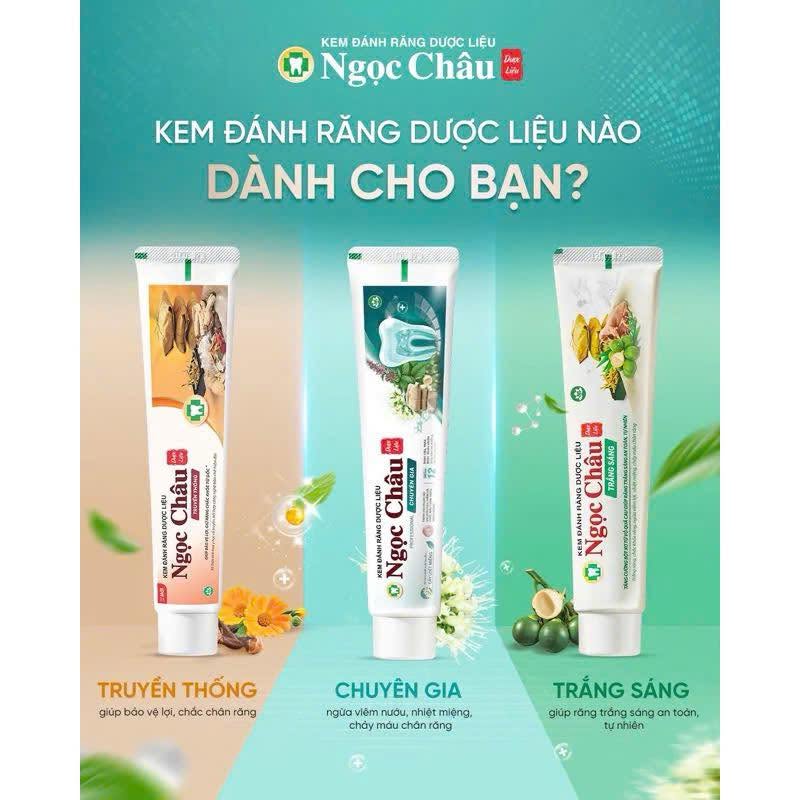 Tổng hợp các sản phẩm kem đánh răng Ngọc Châu dành cho cả gia đình