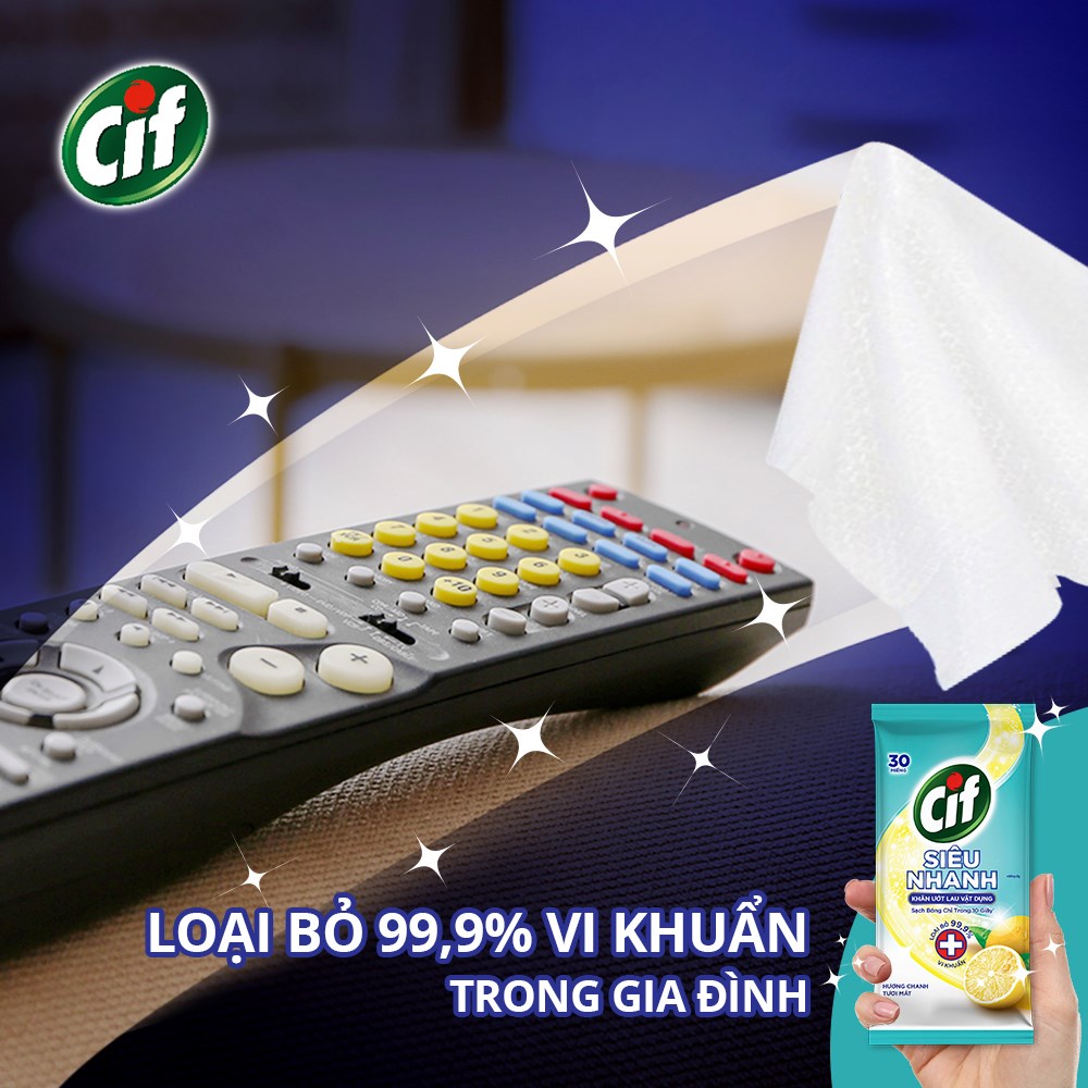 Khăn Ướt Lau Vật Dụng Cif Siêu Nhanh 30 miếng