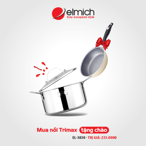 NỒI INOX CAO CẤP 3 LỚP ĐÁY LIỀN TRI-MAX 18cm - tặng kèm chảo