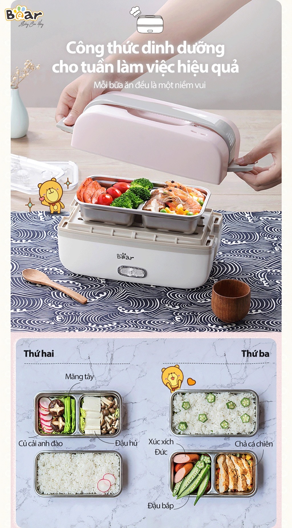 Hộp cơm điện tự nấu Bear DFH-B10J2