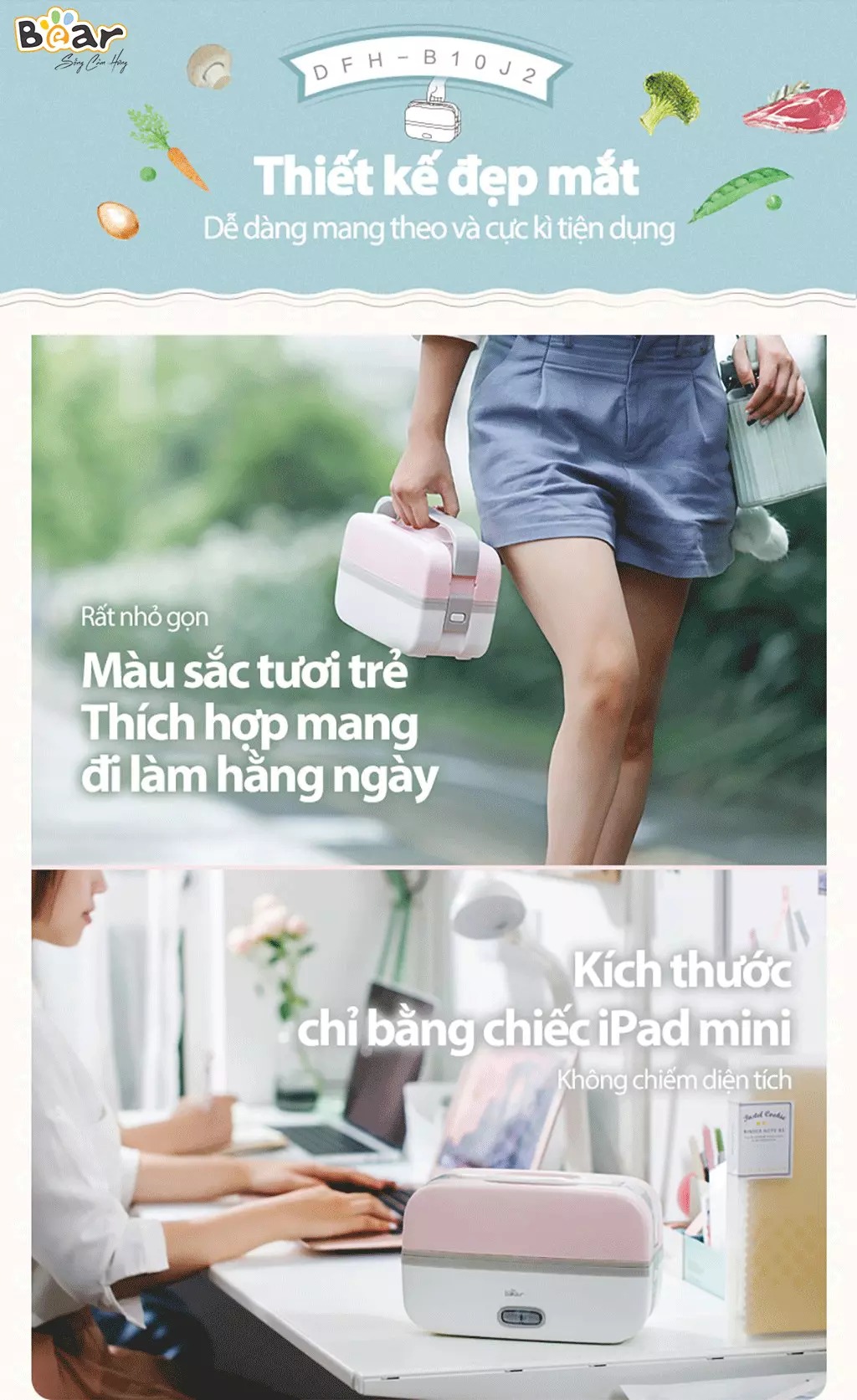 Hộp cơm điện tự nấu Bear DFH-B10J2