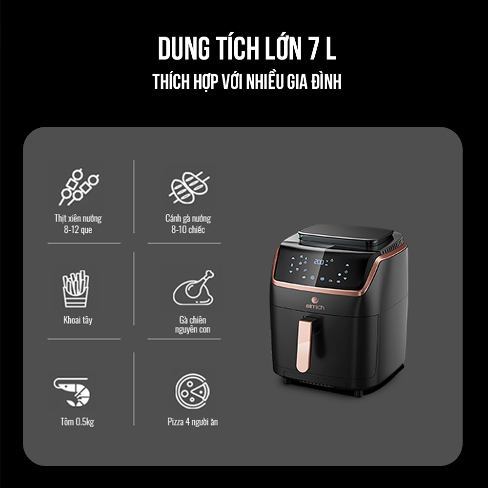Nồi chiên không dầu hơi nước Elmich 7L AFE-3945