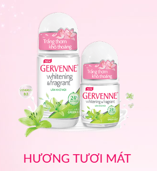 Lăn khử mùi Gervenne trắng da hương nước hoa Lily xanh 50ml