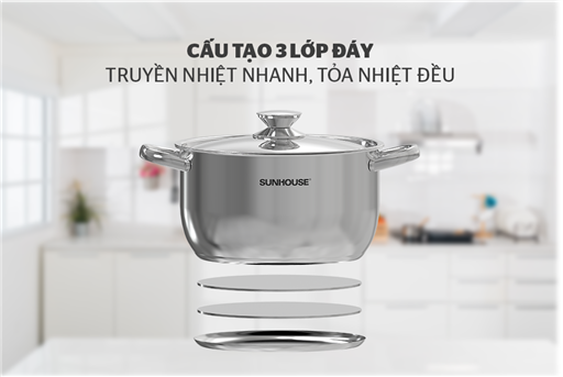 Bộ nồi 3 đáy SUNHOUSE SHG302