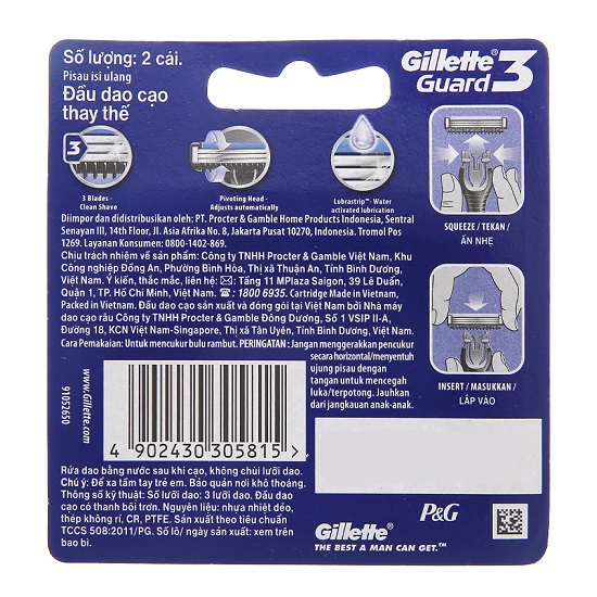 Dao cạo râu Gillette Guard 3 + hộp 2 lưỡi thay thế