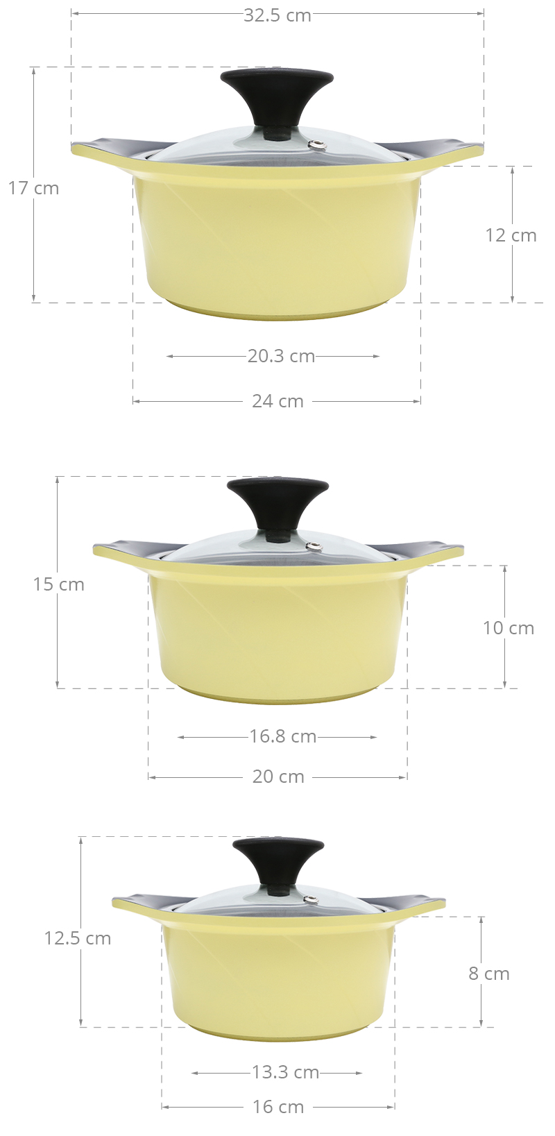Bộ 3 nồi Ceramic đáy từ Goldsun AD06-1-3106AG-IH