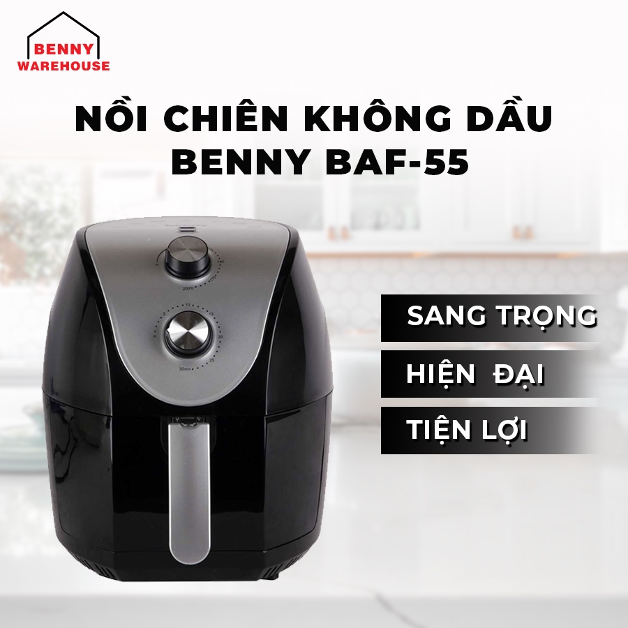 Nồi Chiên Không Dầu Cơ Benny BAF-70, Black, 7.0 Lít, 1800W