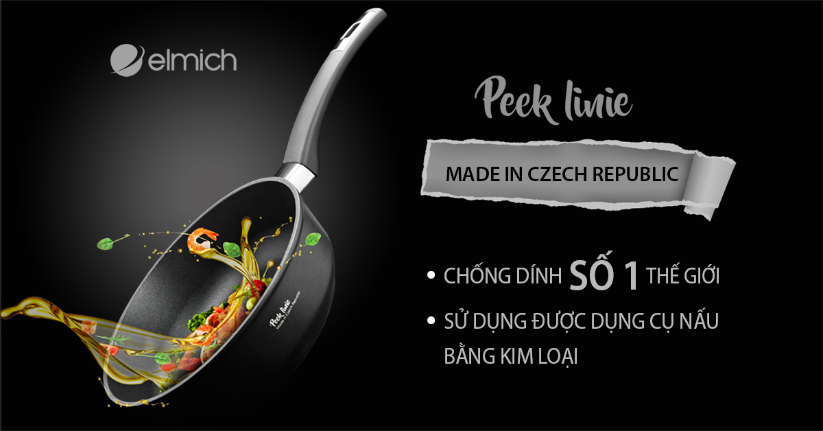 CHẢO CHỐNG DÍNH ĐÁY TỪ CAO CẤP ELMICH PEEK LINIE 26cm
