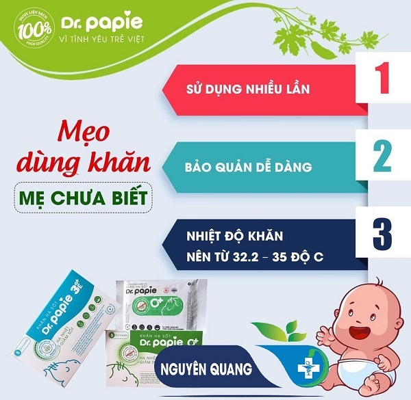 Khăn lau hạ sốt Dr.Papie 3mo+ 0 + cho trẻ em