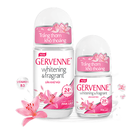 Lăn khử mùi Gervenne trắng da hương nước hoa Lily Hồng 25 ml