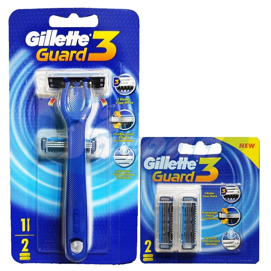 Dao cạo râu Gillette Guard 3 + hộp 2 lưỡi thay thế