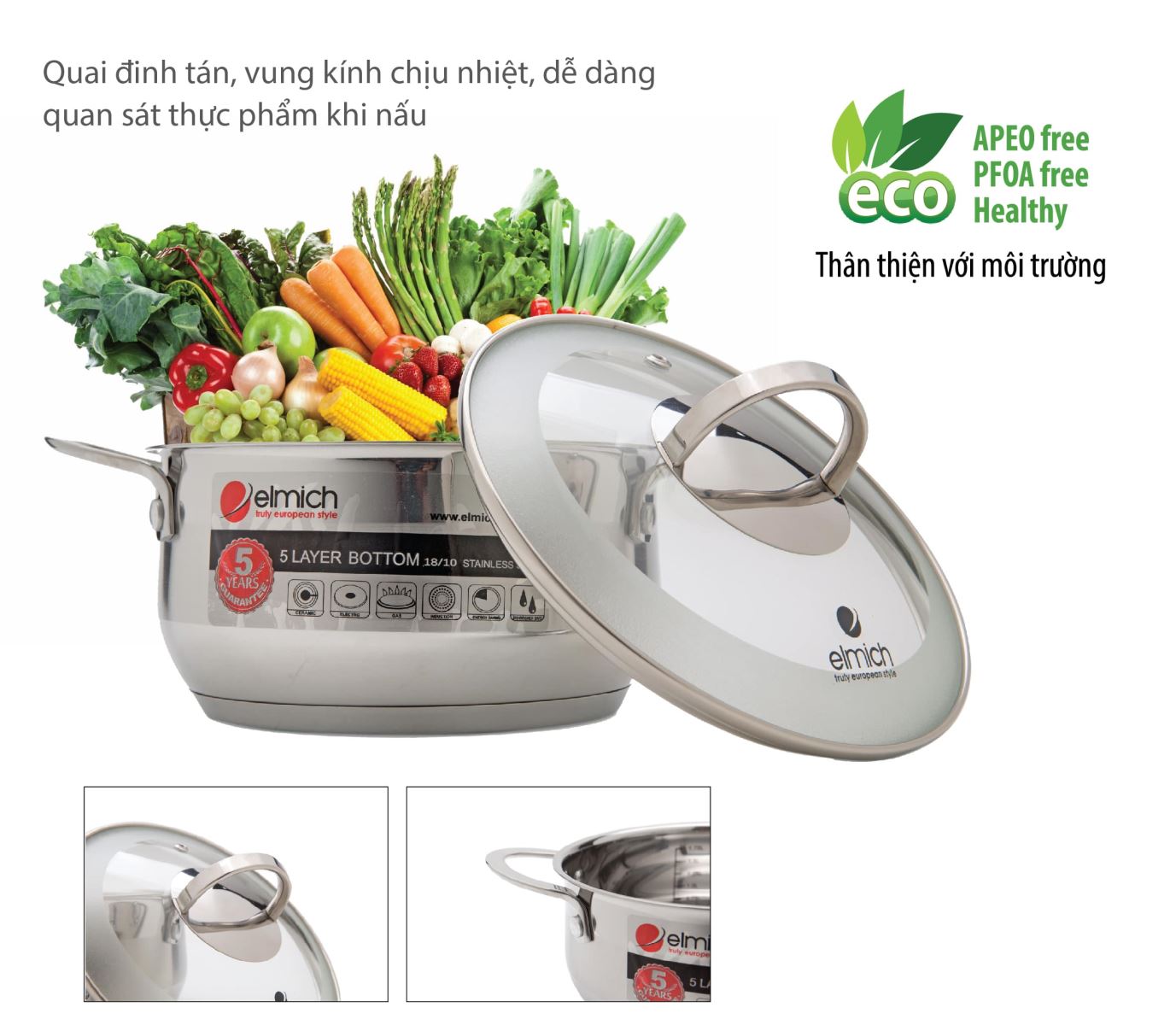 Nồi inox 304 Celestine 22 cm