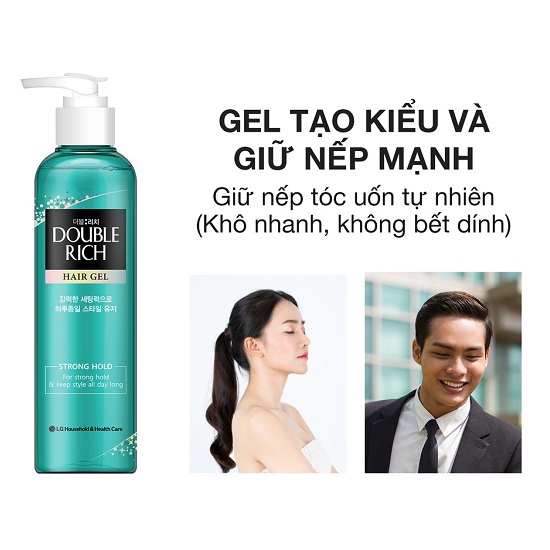 Gel vuốt tóc Double Rich xanh 250ml