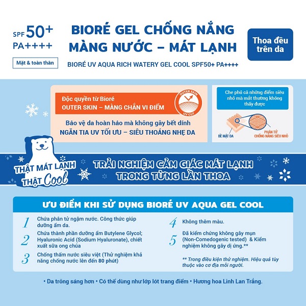 Kem chống nắng mát lạnh Biore UV Aqua Rich Cool SPF 50+ PA++++