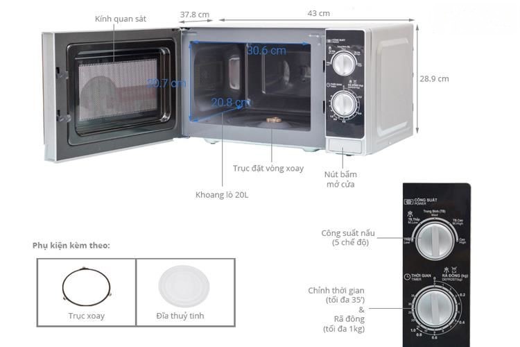 Lò vi sóng Sharp R-205VN(S) 20 lít