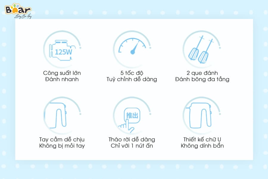 Máy đánh trứng cầm tay Bear DDQ-B02P5