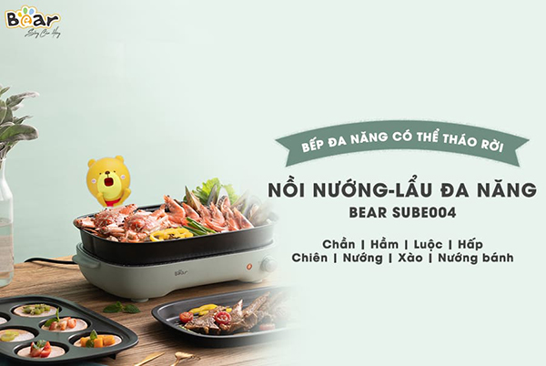 Nồi lẩu nướng 3 khay Bear SUBE004