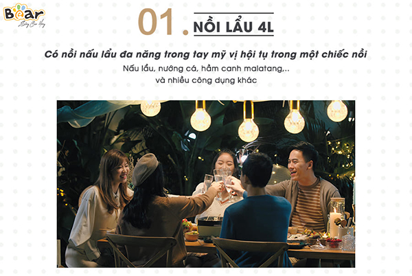 Nồi lẩu nướng 3 khay Bear SUBE004