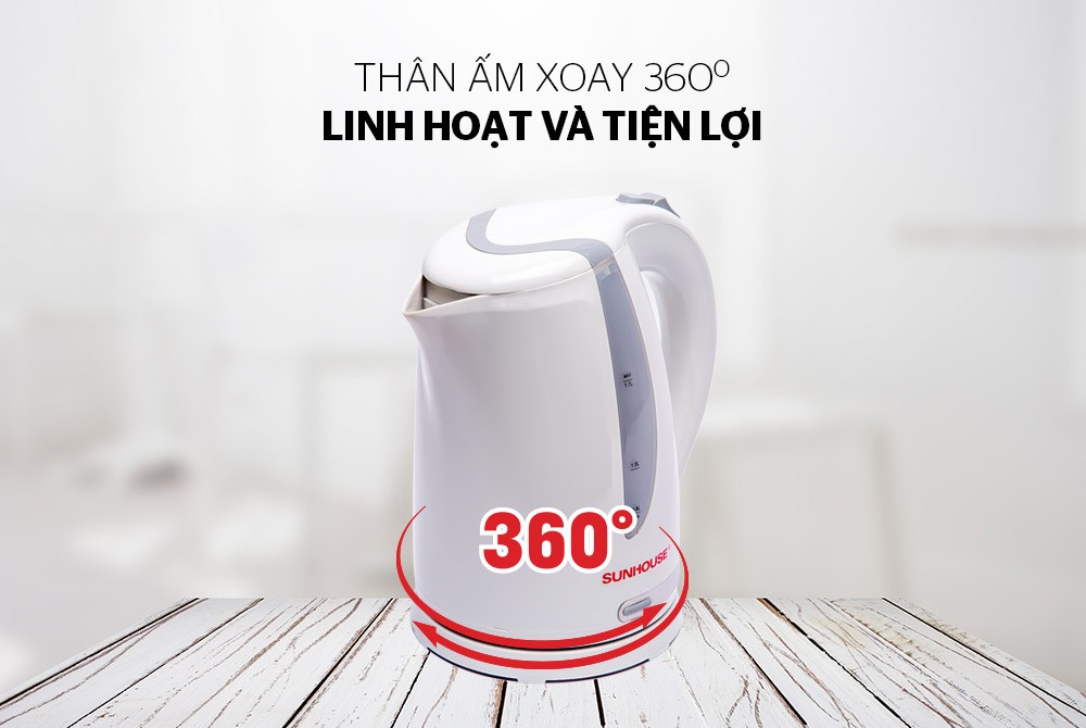 Ấm siêu tốc nhựa SUNHOUSE SHD1300 TRẮNG