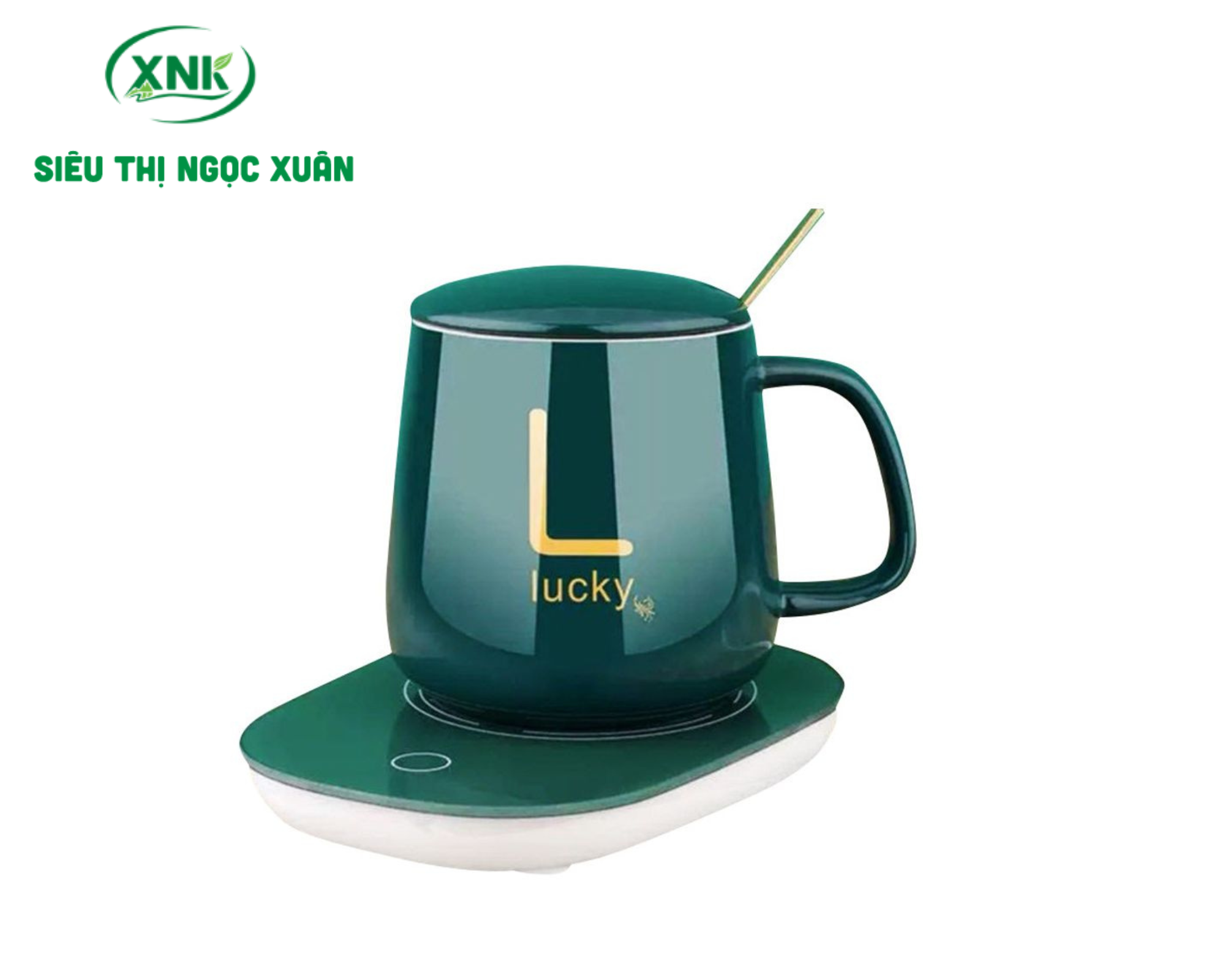 Cốc sứ kèm đế giữ nhiệt Lucky