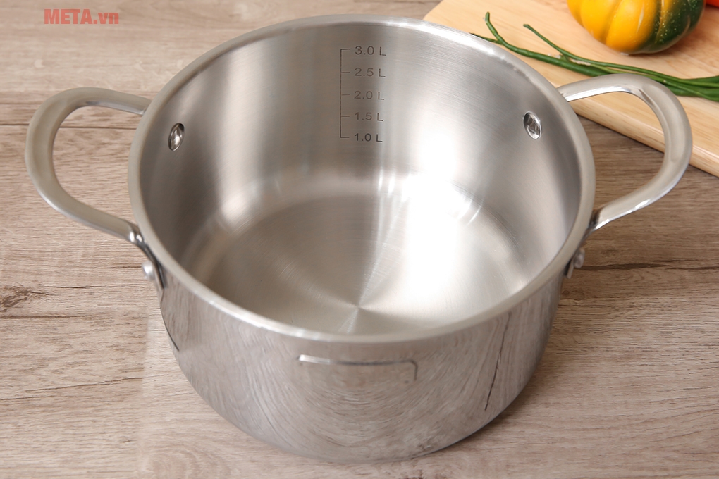 NỒI INOX CAO CẤP 3 LỚP ĐÁY LIỀN TRI-MAX 18cm - tặng kèm chảo
